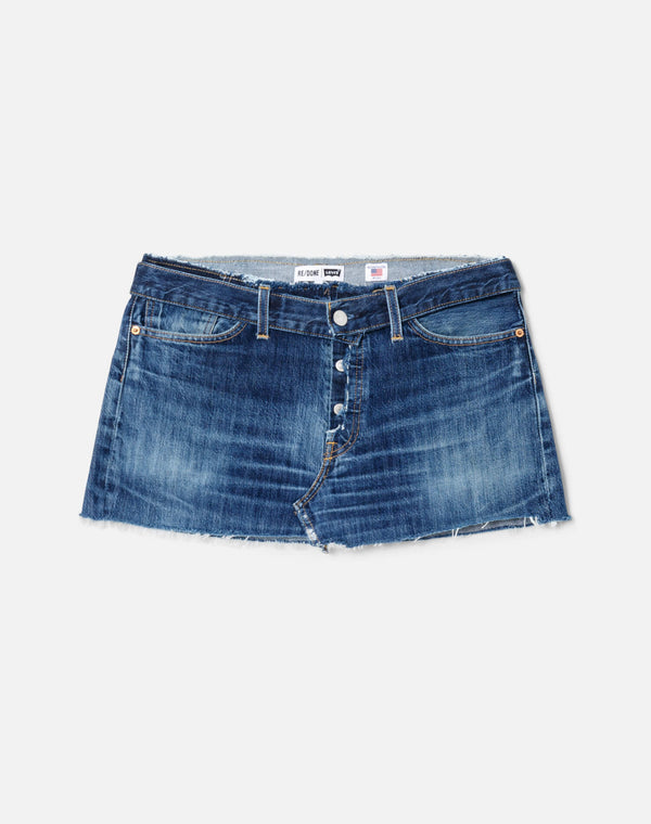 re done Raw Waist Mini Skirt Indigo