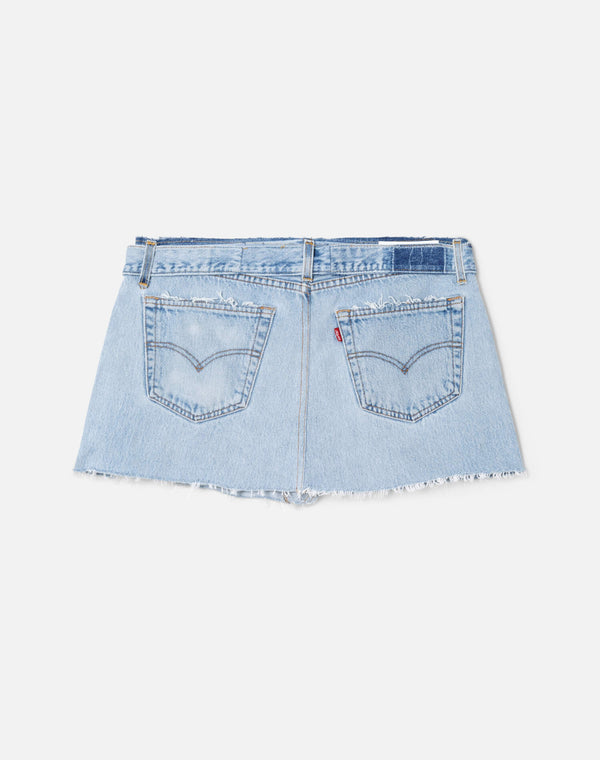 Re Done Raw Waist Mini Skirt Indigo