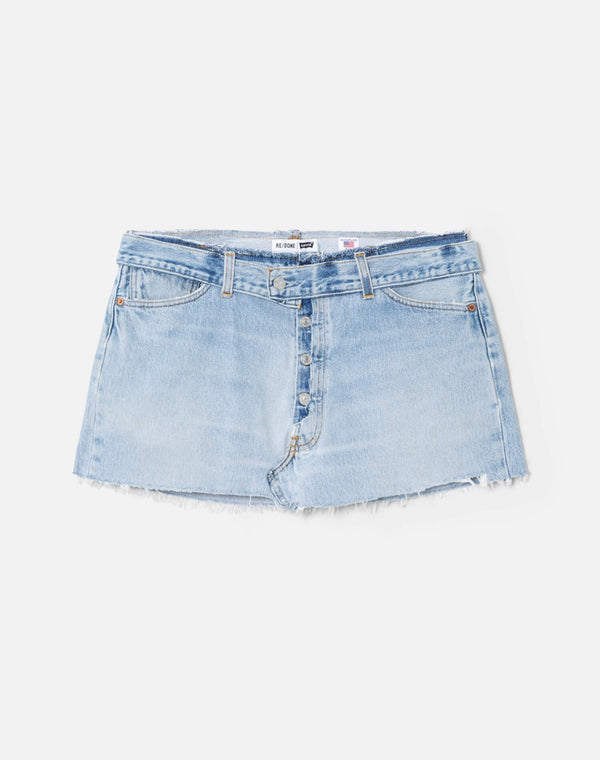 re done Raw Waist Mini Skirt Indigo