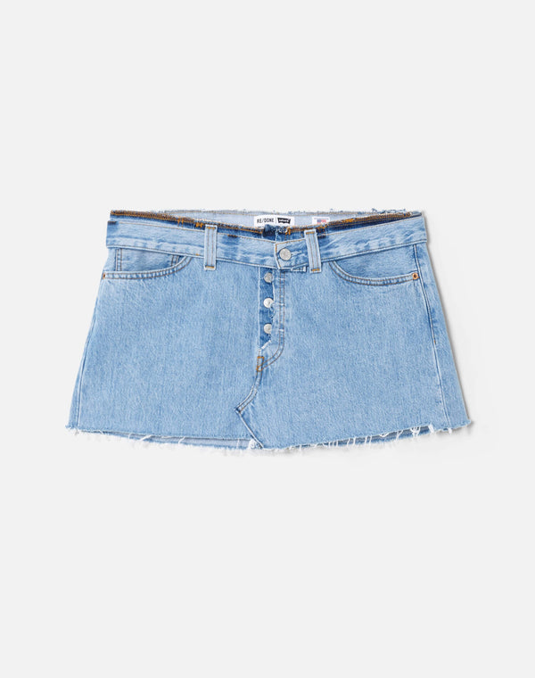 re done Raw Waist Mini Skirt Indigo