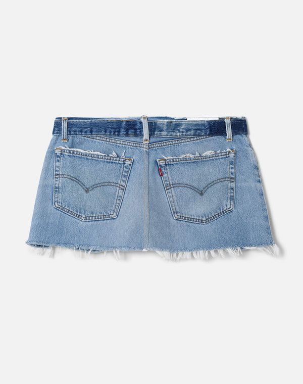 Re Done Raw Waist Mini Skirt Indigo