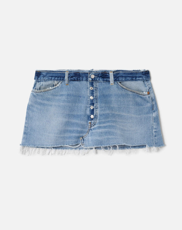 re done Raw Waist Mini Skirt Indigo