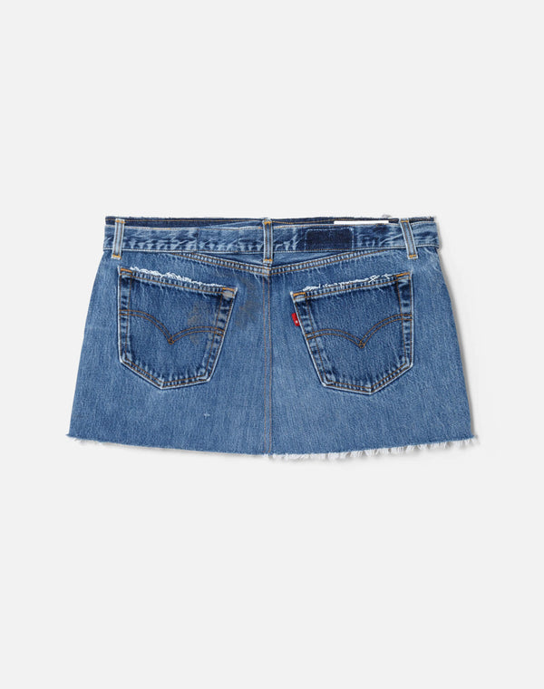 Re Done Raw Waist Mini Skirt Indigo