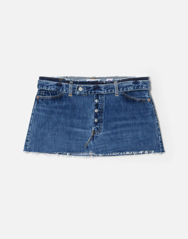 re done Raw Waist Mini Skirt Indigo