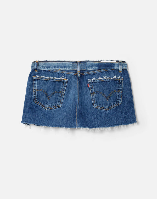 Re Done Raw Waist Mini Skirt Indigo