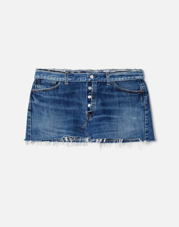 re done Raw Waist Mini Skirt Indigo