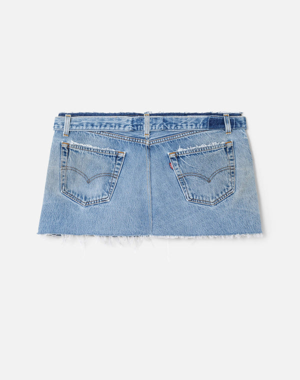 Re Done Raw Waist Mini Skirt Indigo