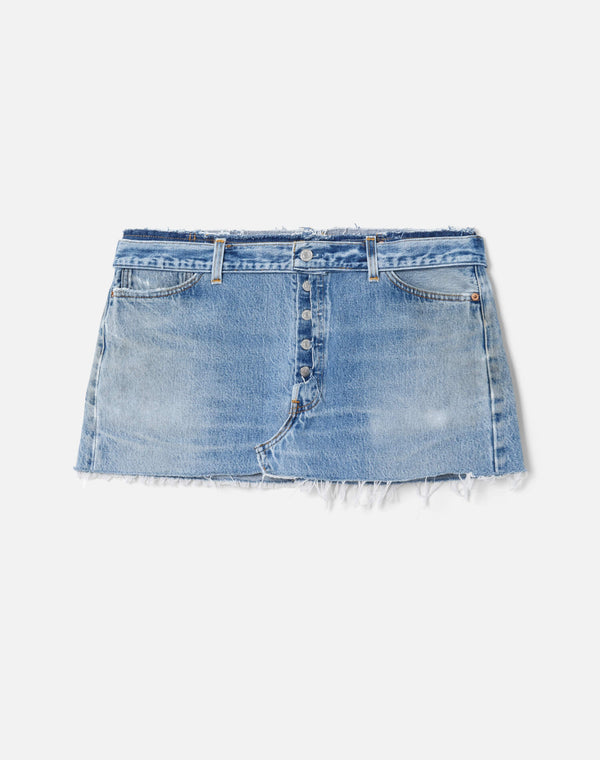 re done Raw Waist Mini Skirt Indigo