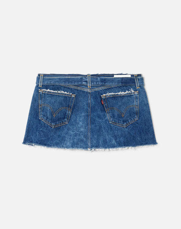Re Done Raw Waist Mini Skirt Indigo