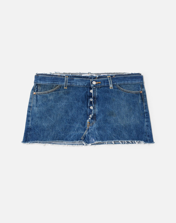 re done Raw Waist Mini Skirt Indigo