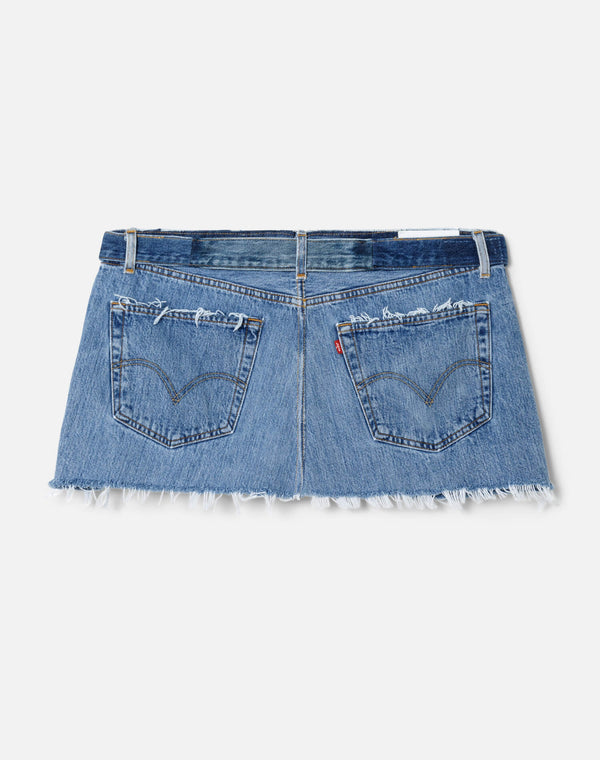 Re Done Raw Waist Mini Skirt Indigo