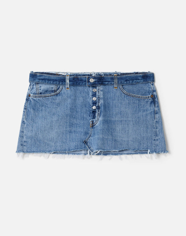 re done Raw Waist Mini Skirt Indigo