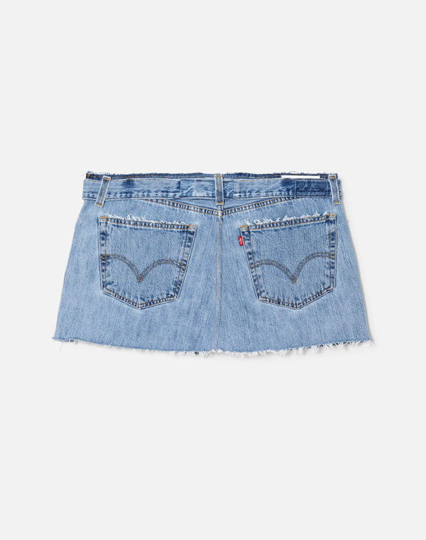 Re Done Raw Waist Mini Skirt Indigo