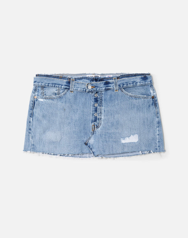 re done Raw Waist Mini Skirt Indigo
