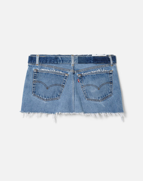 Re Done Raw Waist Mini Skirt Indigo
