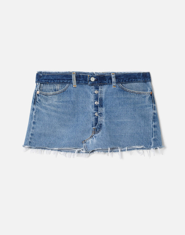 re done Raw Waist Mini Skirt Indigo
