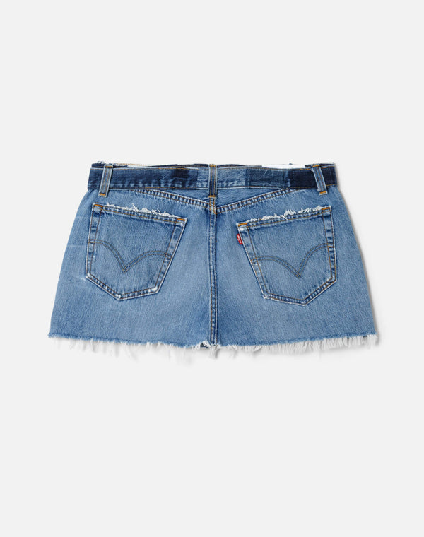Re Done Raw Waist Mini Skirt Indigo