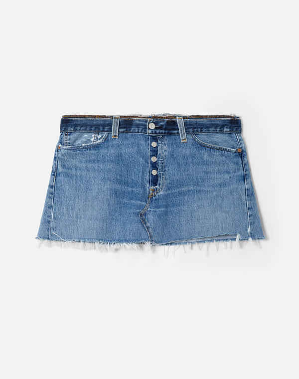 re done Raw Waist Mini Skirt Indigo
