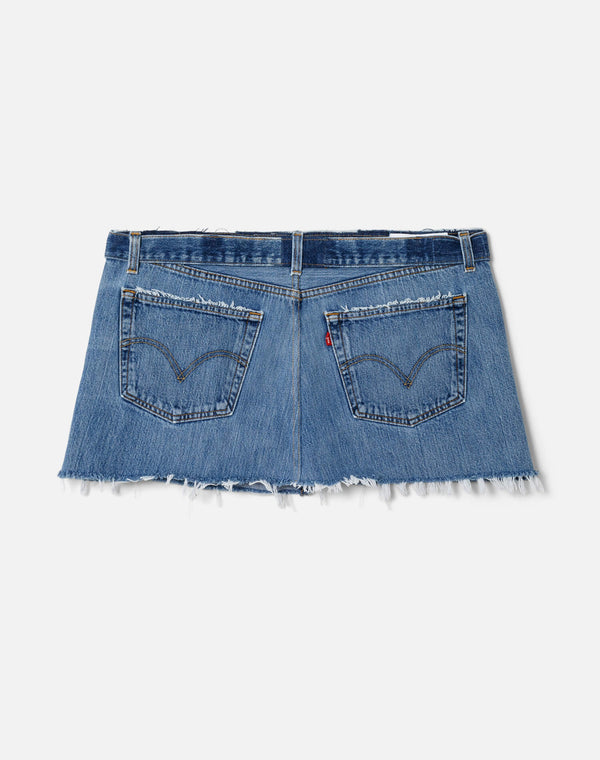 Re Done Raw Waist Mini Skirt Indigo
