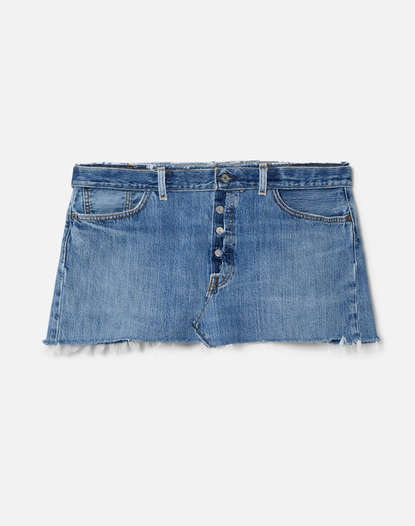re done Raw Waist Mini Skirt Indigo