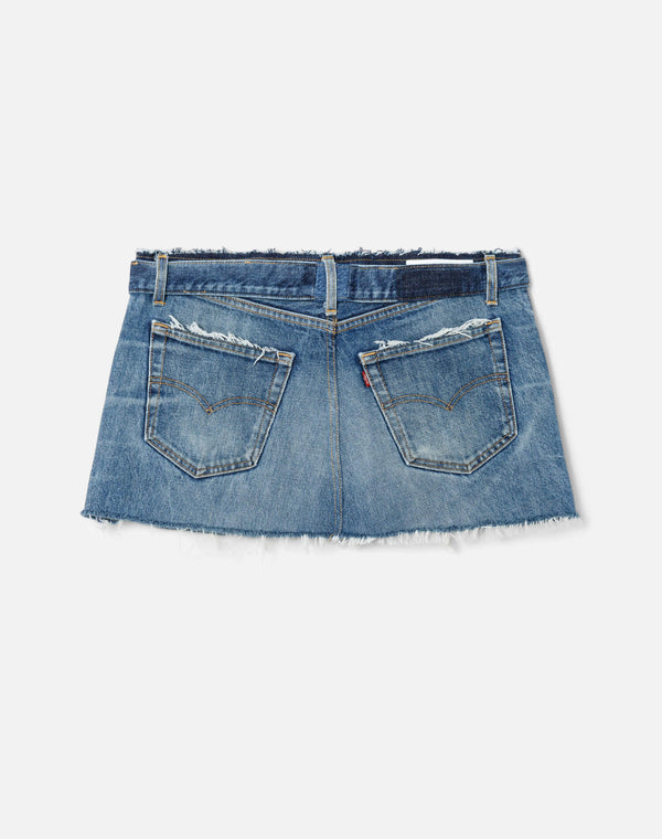 Re Done Raw Waist Mini Skirt Indigo