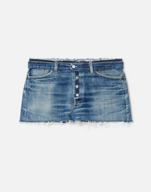re done Raw Waist Mini Skirt Indigo