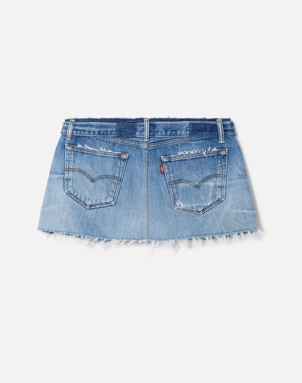 Re Done Raw Waist Mini Skirt Indigo