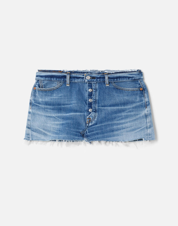 re done Raw Waist Mini Skirt Indigo