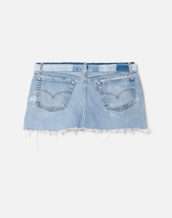 Re Done Raw Waist Mini Skirt Indigo