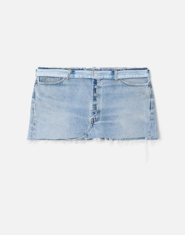 re done Raw Waist Mini Skirt Indigo