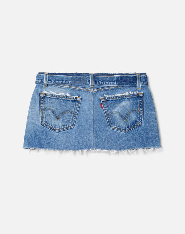 Re Done Raw Waist Mini Skirt Indigo