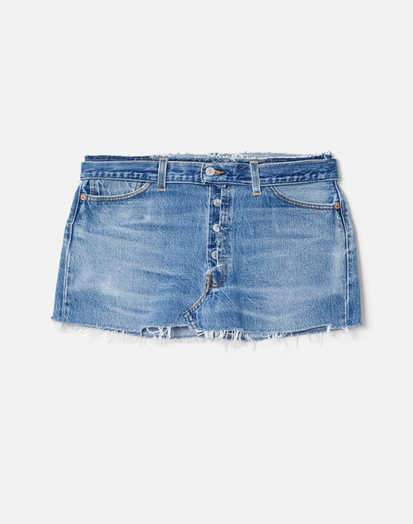 re done Raw Waist Mini Skirt Indigo