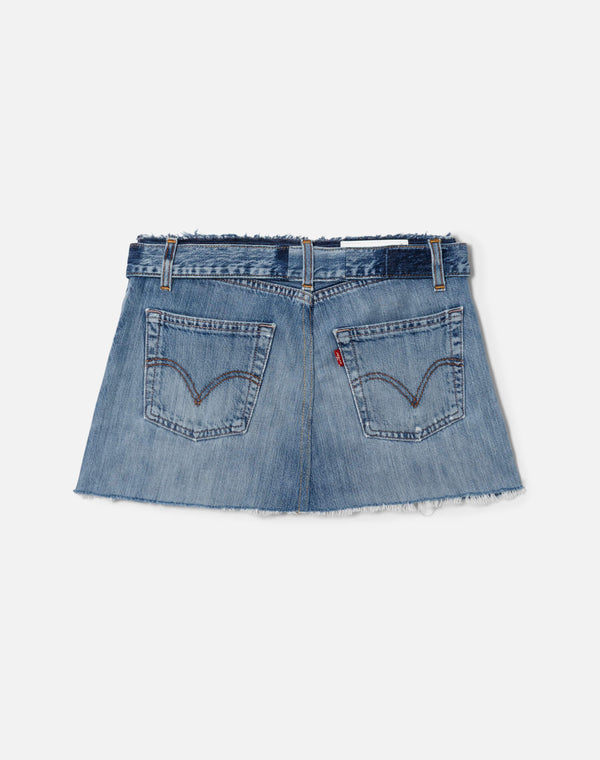 Re Done Raw Waist Mini Skirt Indigo