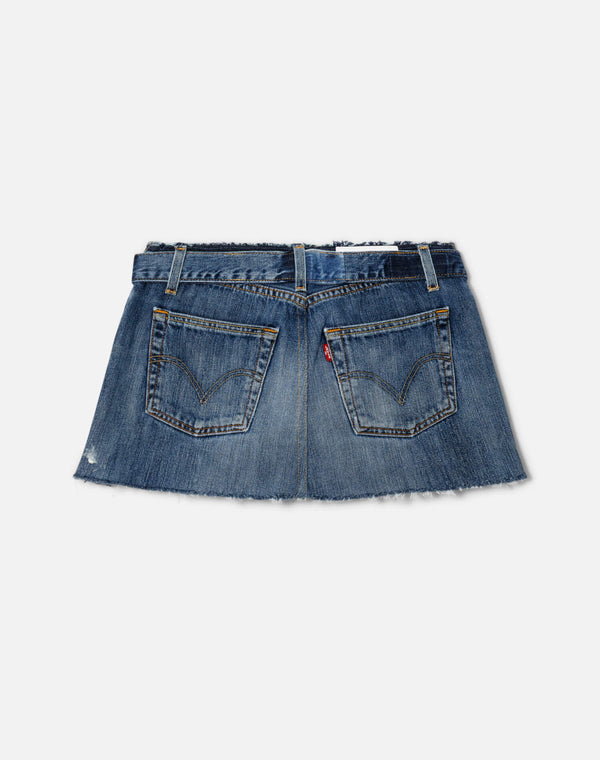 Re Done Raw Waist Mini Skirt Indigo