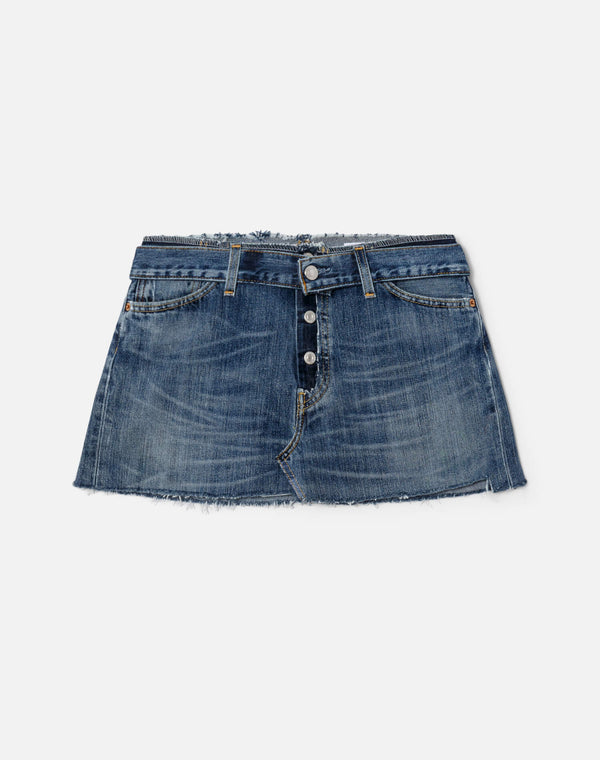 re done Raw Waist Mini Skirt Indigo