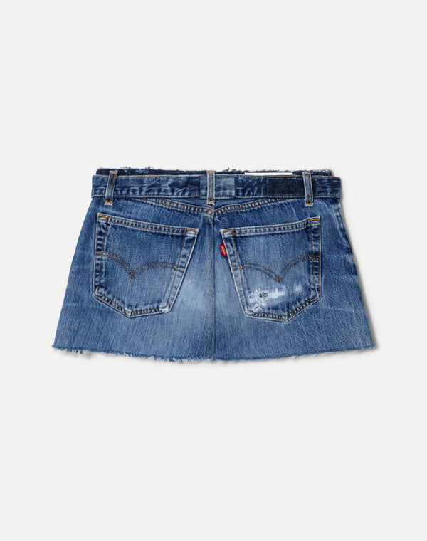 Re Done Raw Waist Mini Skirt Indigo