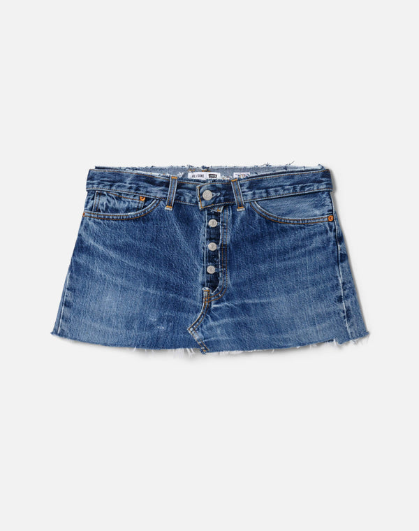 re done Raw Waist Mini Skirt Indigo