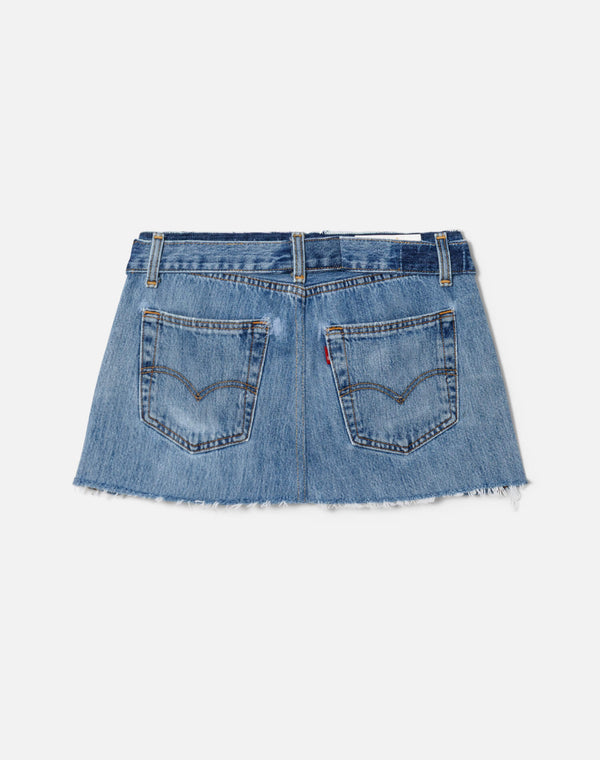 Re Done Raw Waist Mini Skirt Indigo