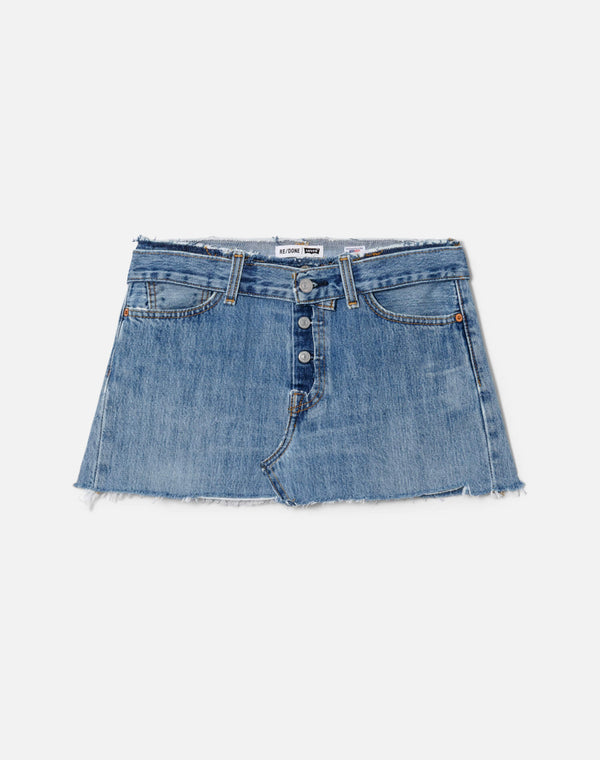 re done Raw Waist Mini Skirt Indigo