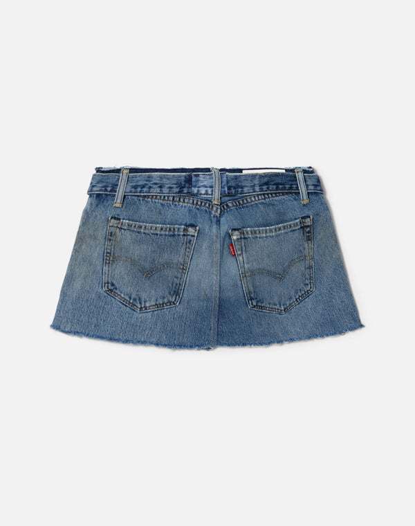 Re Done Raw Waist Mini Skirt Indigo
