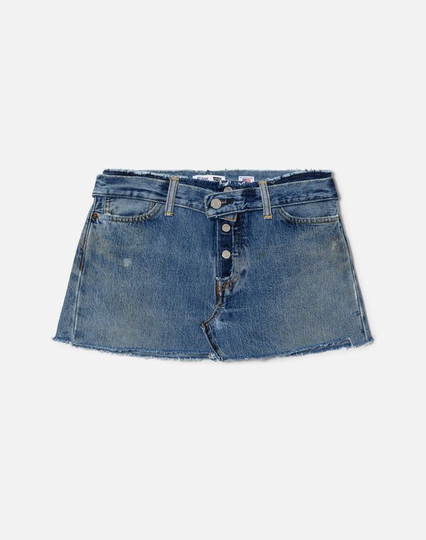 re done Raw Waist Mini Skirt Indigo
