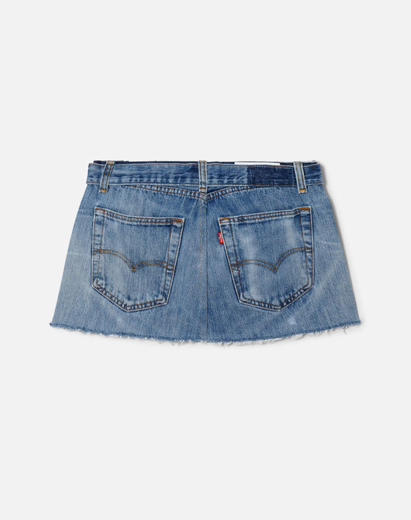 Re Done Raw Waist Mini Skirt Indigo