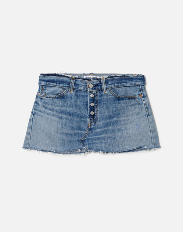 re done Raw Waist Mini Skirt Indigo