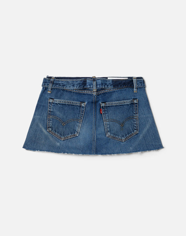 Re Done Raw Waist Mini Skirt Indigo