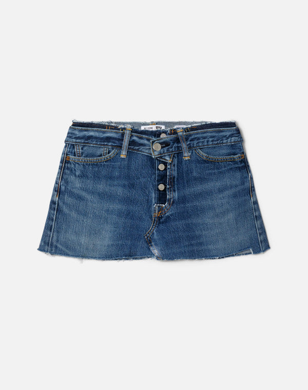 re done Raw Waist Mini Skirt Indigo