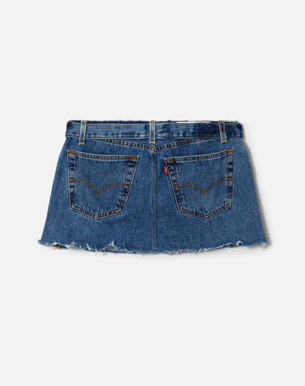 Re Done Raw Waist Mini Skirt Indigo