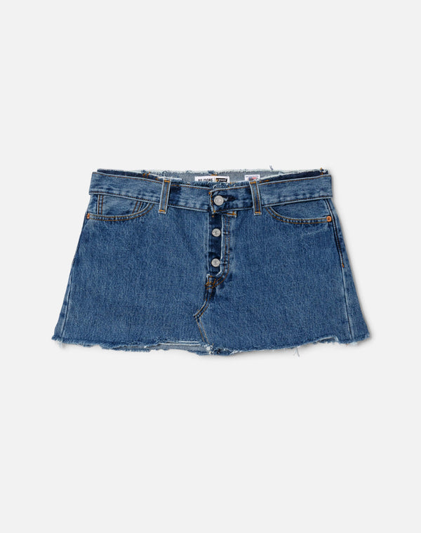 re done Raw Waist Mini Skirt Indigo