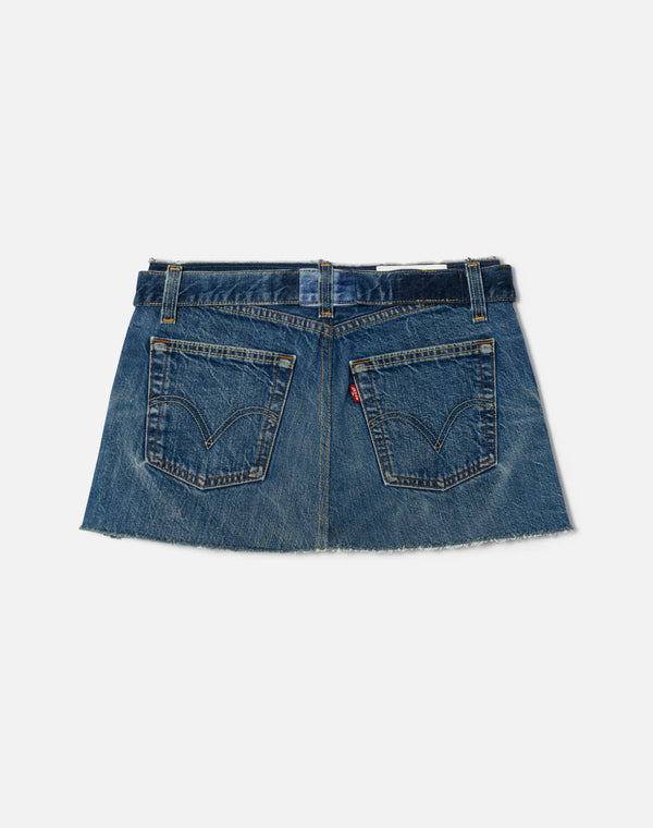 Re Done Raw Waist Mini Skirt Indigo