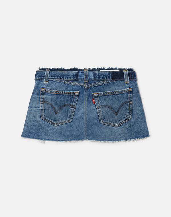 Re Done Raw Waist Mini Skirt Indigo