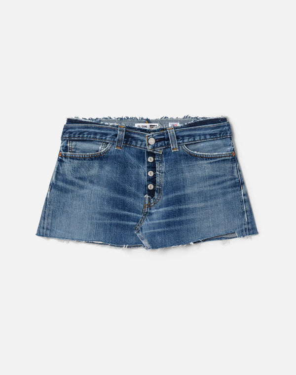 re done Raw Waist Mini Skirt Indigo